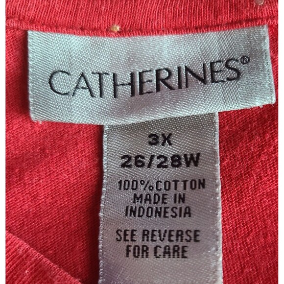 Catherines Womens 3X Red Embellished Gold Studs Tunic Top Holiday Sparkly - Picture 6 of 10